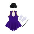 thumbnail image 4 of YEAHDOR Kids Girls Circus Ringmaster Costume Halloween Party Carnival Dance Dress Leotard Dancewear Purple-B 16, 4 of 7