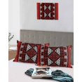 thumbnail image 4 of Red Black Boho Queen Pillow Cases Set of 2 - Microfiber Bed Throw Pillow Covers, Geometric Vintage Abstract Art Decorative Lumbar Pillow Cover with Envelope Closure for Sofa/Travel 20"x30", 4 of 6