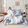 thumbnail image 5 of Feelyou Modern Marbling Abstract Bedding Comforter Set, White Blue Honeycomb Twin Comforter Sets, Fashion Artwork Reversible Bedding Set, Super Cozy Room Decor, 2 Pieces, 5 of 9