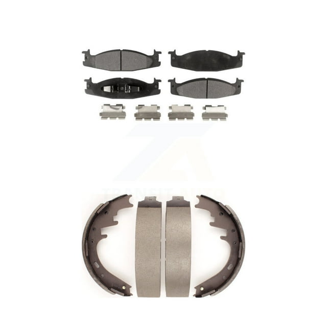 Transit Auto Front Rear Ceramic Brake Pads and Drum Shoes Kit for Car Ford E-150 Econoline Club Wagon KTN-100106