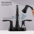 thumbnail image 3 of Kichae 6 Inch Vanity Sink Faucet，2-Handle 360 Degree Swivel Bathroom Spout Centerset Faucet with Pop-up Drain & Supply Hoses，Matte Black, 3 of 7