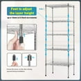 thumbnail image 5 of YRLLENSDAN 5 Tiers Wire Shelving Unit, High Adjustable Standing Shelves, 750 LBS Heavy Duty Storage Rack for Restaurant Garage Pantry Kitchen, Chrome, 16.7" L×11.8" W×47.6" H, 5 of 7