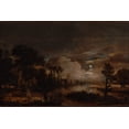 thumbnail image 1 of 24"x36" Gallery Poster, Aert van der Neer - Moonlit Landscape with a View of the New Amstel River and Castle Kostverloren -, 1 of 1