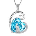 thumbnail image 1 of Juwaliy Collar Madre E Hija Plata de Ley 925 Azul Corazón de Amor Aguamarina Piedra de Nacimiento de Marzo Dije Joyería Mujer Regalo de Navidad Cumpleaños Día de la Madre, 1 of 6
