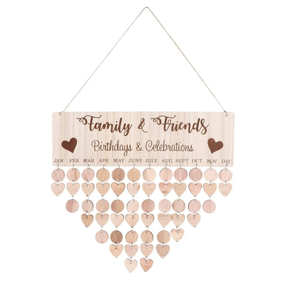 Wood Calendar Hanging Tag Plaque Decorcation Calendar Hanging Board for Wedding Anniversary Birthday