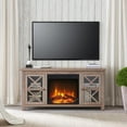 thumbnail image 6 of Evelyn&Zoe Colton Rectangular TV Stand with Log Fireplace for TV's up to 55", White/Gray Oak, 6 of 9