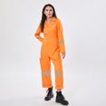thumbnail image 3 of Biezeib Women Halloween Prisoner Costume Long Sleeve Button Down Overalls Jumpsuit Jail Criminal Clothes, 3 of 6