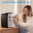 thumbnail image 6 of Mini Fridge, 4 Liter/6 Can Small Refrigerator, Brushed Silver Stainless Skincare Fridge for Bedroom, Car, Office, Dorm, Black, 6 of 13