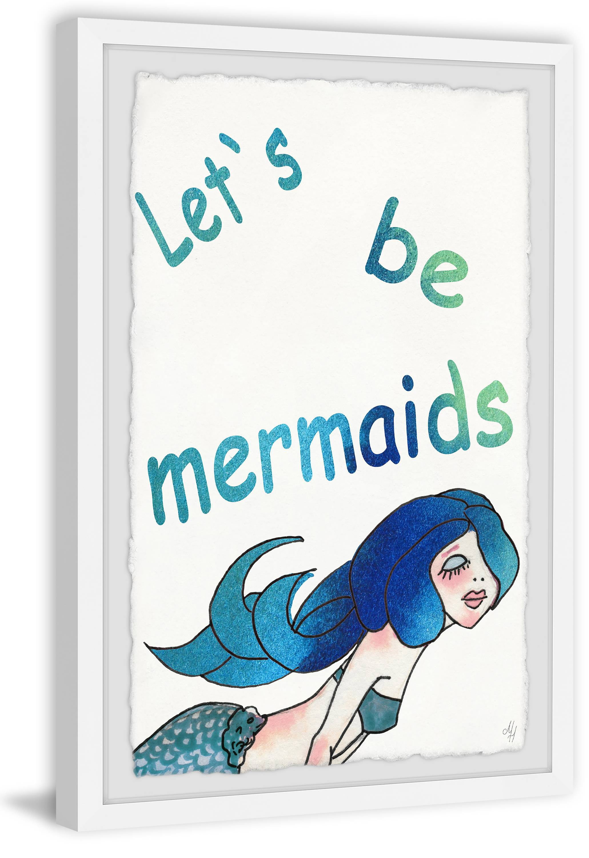 Marmont Hill Let's Be Blue Mermaids Framed Wall Art