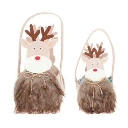 

2pcs Fawn Design Candy Holder Xmas Storage Bag Christmas Candy Storage Basket