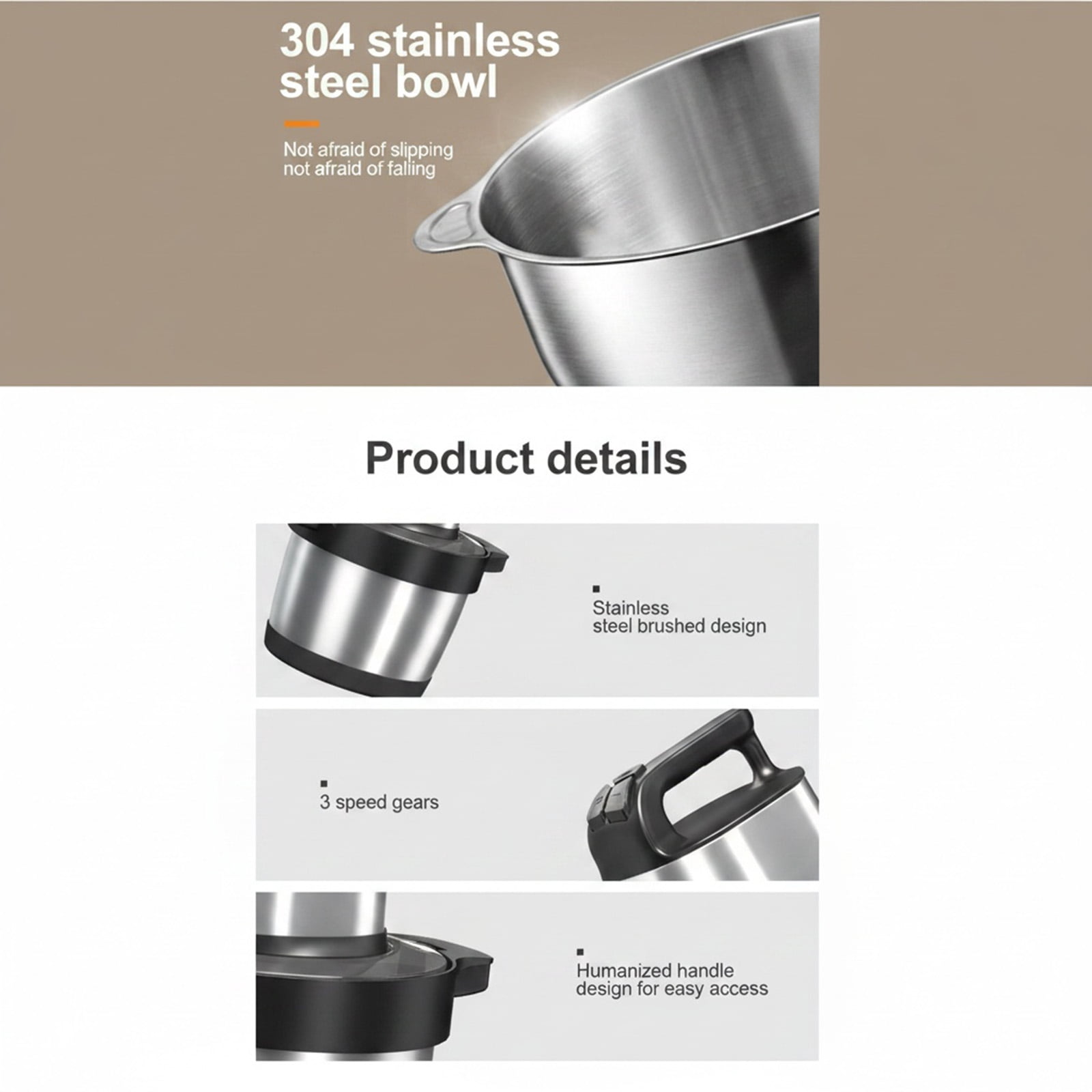 JOVELL Meat Grinder Electric 1500W, Heavy Duty Stainless Steel 6.5L Large Capacity Food Chopper, 3-Speed Food Processor for Beef, Vegetable & Fruit