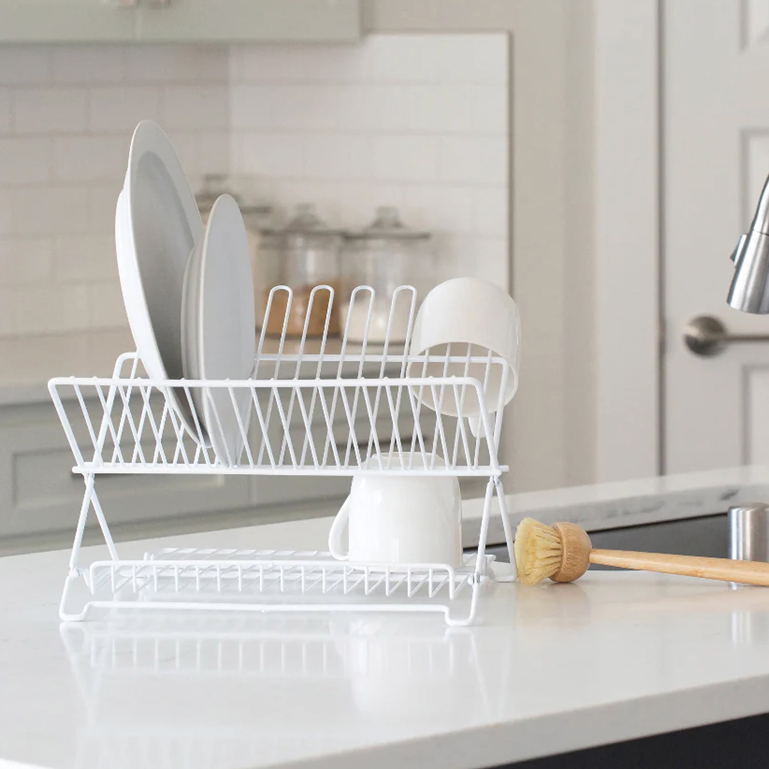Better Houseware Jr. Folding Dish Rack, White