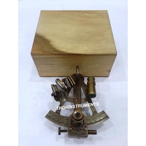 COLLECTIBLE ANTIQUE REPALICA WHITE STAR LINE NAUTICAL SEXTANT NATURAL WOODEN BOX