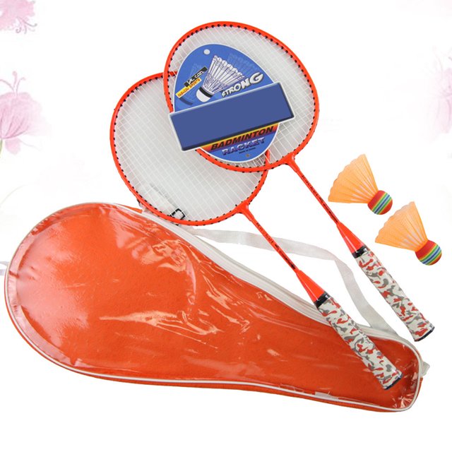 Raindrops 1Pair Green Badminton Racket with Balls Durable Lightweight Sports Set for Hand Eye Coordination