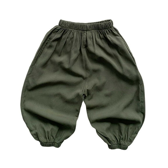 Pants for Boys Child Toddler Summer Casual Pants Solid Lightweight Thin Breathable Solid Joggers Baby Pants Green 18 Months-24 Months