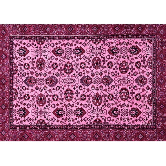 Ahgly Company Indoor Rectangle Abstract Pink Modern Area Rugs, 6' x 9'