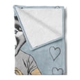 thumbnail image 2 of Modern Soft Flannel Fleece Throw Blanket, Husky Dog Faced Man at Valentines with Hearts Romantic Love Display, Cozy Plush for Indoor and Outdoor Use, 50" x 60", Sand Brown Slate Blue, by Ambesonne, 2 of 5