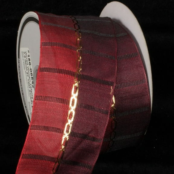The Ribbon People Red and Gold Link Printed Wired Craft Ribbon 2.5" x 27 Yards