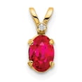 thumbnail image 1 of Pendentif Pierre de Naissance Diamant & Rubis en Or Jaune 14K, 1 of 2
