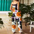 thumbnail image 7 of Halloween Jumpsuits for Women Summer Plus Size Boho Holiday Womens Romper Sleeveless Pumpkin Ghost Jumpsuits Rompers Loose Fit Spaghetti Strap Womens Overalls White L, 7 of 7