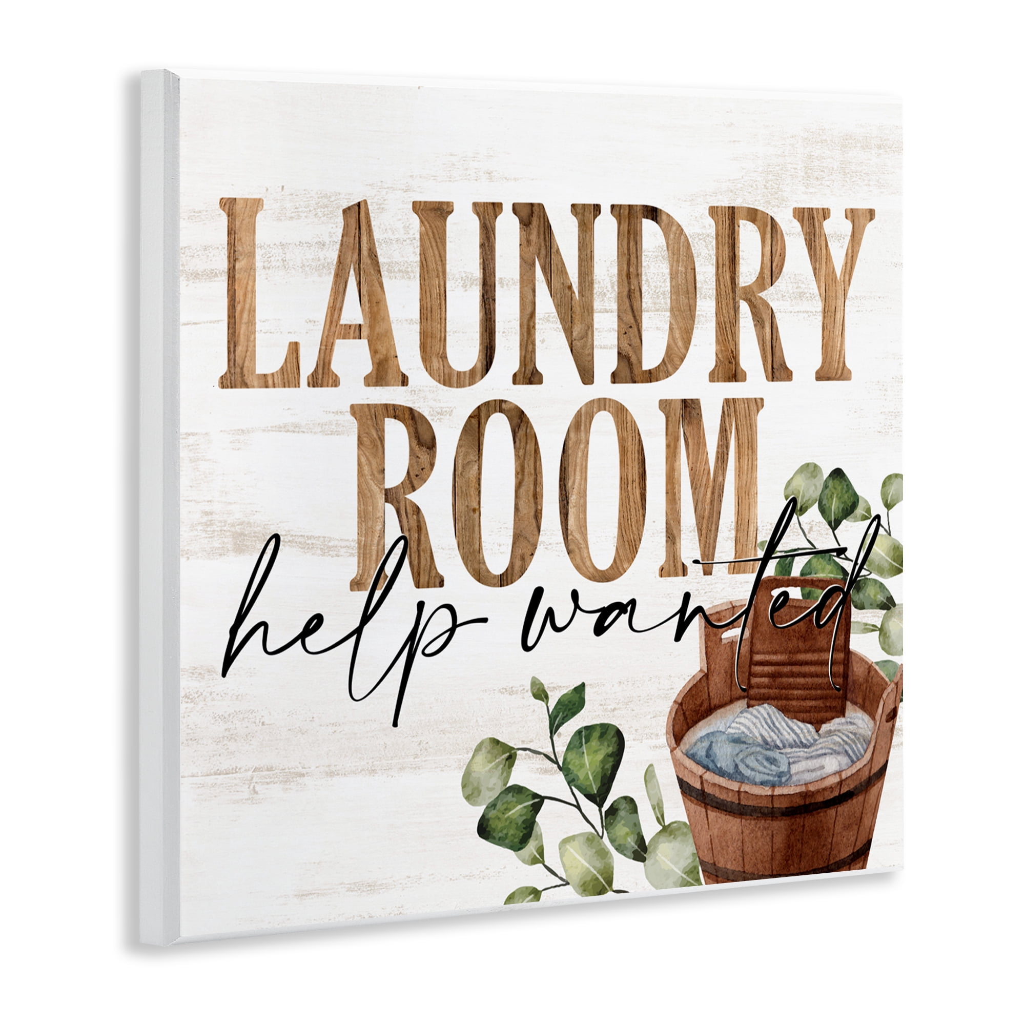 Help Wanted Rustic Laundry Room Wall Plaque Art, design by Kim Allen