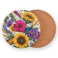thumbnail image 2 of Vzayyk 4Pack Wooden Coasters With Cork Base Heat-Resistant Drink For Home Office Restaurant Beautiful Boho-style Design, 2 of 7