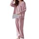 thumbnail image 1 of juego de pijama para mujer, ropa de dormir de manga larga, con almohadilla para el pecho, conjuntos de salón para mujer, conjuntos de cuello L (4 estilos), 1 of 5