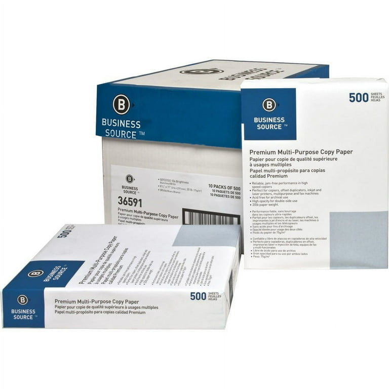 Business Source Multipurpose Copy Paper - 92 Brightness - Letter - 8 1/2 Business Source Multipurpose Copy Paper - 92 Brightness - Letter - 8 1/2