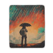 Yayeee Throw Blanket for Couch Soft Warm 60" x 80" Sofa Chair Bed Decoration, Astronaut in Rain
