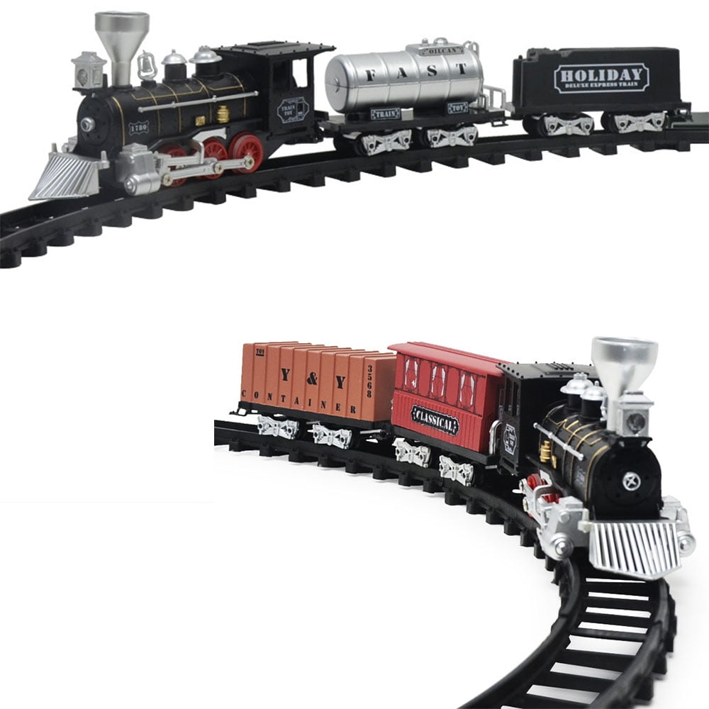 Aiouniya Classical Track Train Electric Train Toys Railway Train Battery Operated Track Railroad With Smoke Light And Sound Model Childre Other