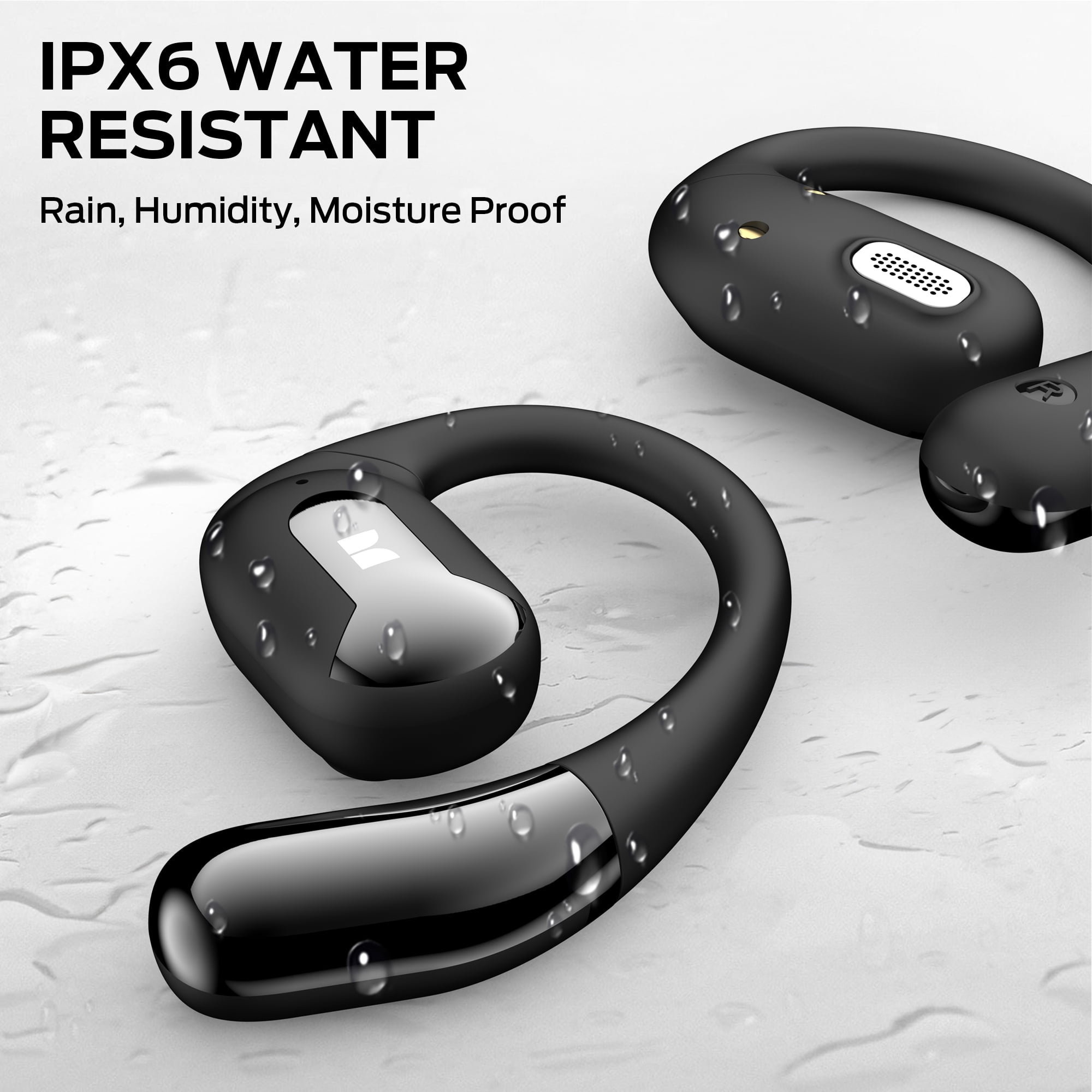 Monster Open Ear Headphones, Bluetooth 5.4 Wireless Headphones with Stereo Sound, Crystal Clear Calls, 24H Playback, Type-C Charging, Touch Control, Sweat Resistant Open Ear Wireless Earbuds