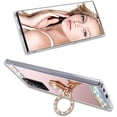 thumbnail image 3 of Compatible with Galaxy S23 Plus Makeup Mirror Case Diamond Glitter Rhinestone with Ring Stand Kickstand Cute for Girls Women Cover Bling Crystal Ring Holder Finger Grip Phone Case Rose Gold, 3 of 6