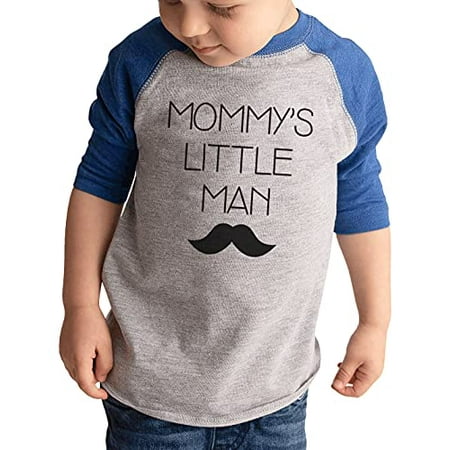 

7 ate 9 Apparel Kids Little Man Mustache Mother s Day Blue Baseball Tee