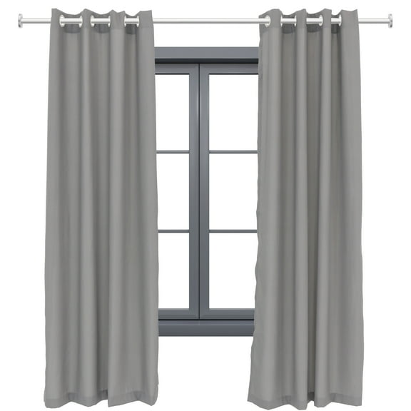 Sunnydaze Modern 2-Piece Gray Solid Light-Filtering Indoor or Outdoor Curtain Set