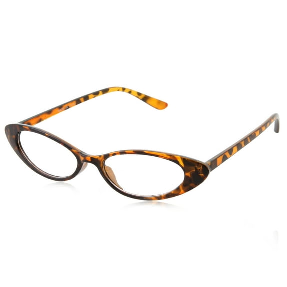 grinderPUNCH Retro 90s Tortoise Slim Flat Clear Lens Cat Eye Sunglasses