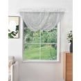thumbnail image 2 of White Burlap Texture Sheer Waterfall Valance Curtains for Window, Farmhouse Vintage White Rod Pocket Sheer Topper Swag Curtains for Living Room, Kitchen 38.5"W x 47.2"L, 1 Panel, 2 of 7