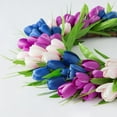 thumbnail image 3 of Green Wreath for Front Door Tulip Wreath Welcome Sign for Spring Summer Wreath, Home Porch Farmhouse Door Wall Window Party Decoration, 3 of 6