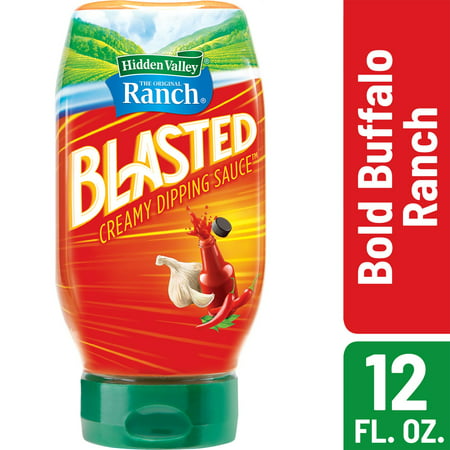 (2 pack) Hidden Valley Ranch Blasted Creamy Dipping Sauce, Bold Buffalo Ranch, Gluten Free - 12 Ounce