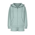 thumbnail image 6 of wycnly Tracksuits Set for Women Womens Hooded Coat Lounge Sets Sports Full Zip Sweatshirt Drawstring Shorts Sweatsuits Sets with Pocket Ladies Girls Casual Solid 2 Piece Outfits Under $10, 6 of 7