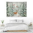 thumbnail image 3 of ONETECH Winter Forest Tapestry Christmas Snowy Scene Deer Red Crested Bird Pine Tree Snowflake Watercolor Xmas Holiday Rustic Nature Wall Hanging Art Home Decor for Living Room Bedroom Dorm, 3 of 7
