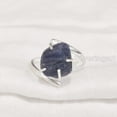 thumbnail image 2 of Blue Sapphire Ring, Rough Blue Sapphire Ring, September Birthstone, Cross Prong Ring, 925 Sterling Silver, Womens Ring, Christmas, Thanksgiving, Handmade, Statement Jewelry, Rough Gemstone Jewelry, 2 of 5
