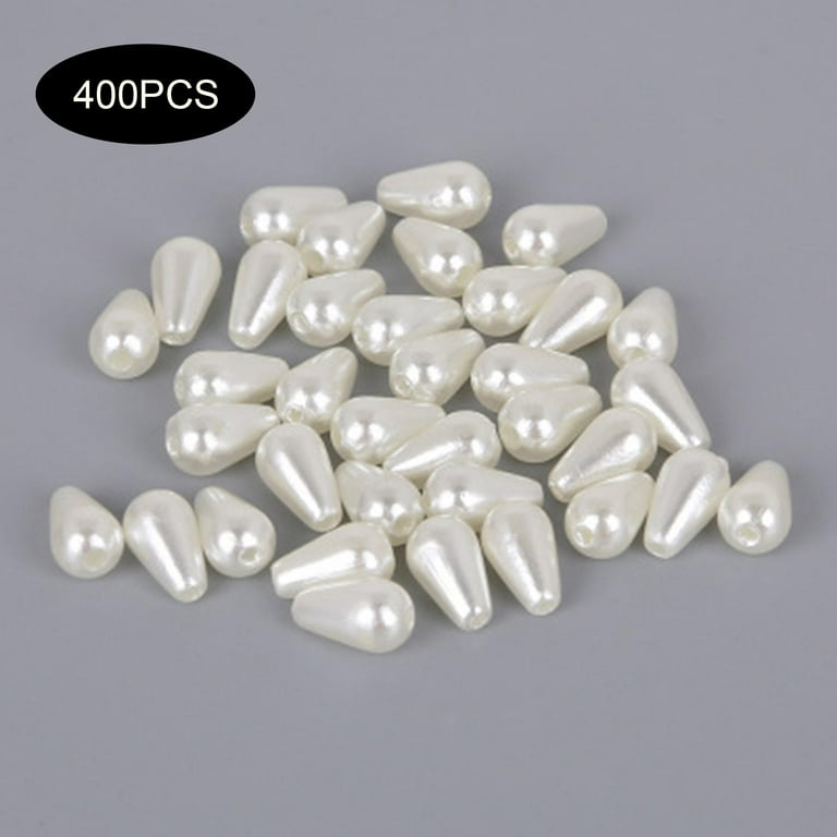Pearl Beads, Small Smooth Glossy Craft Pearl Bead Waterdrop Loose Spacer Beads for Bracelet, Necklace, Jewelry Making , Beige 6x10mm 400pcs, Girl's