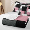 thumbnail image 4 of Castle Fairy Abstract Irregular Square Block Twin Quilt Set 2 Pieces,Geometric Overlap Twin Coverlet Set,Dusty Pink Gray Black,1 Bedspread and 1 Pillowcase, 4 of 7