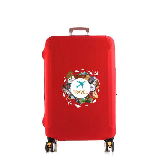 Luggage Cover Suitcase Protector Airplane Pattern Print Thicker Elastic Dust Cover To 18-32 Inch Trolley Case Travel Accessories red S