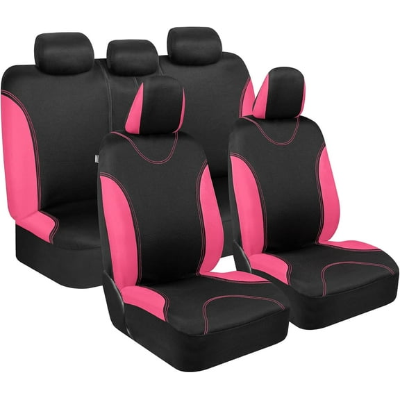 Seat Covers for Cars, Two-Tone Front Seat Covers with Matching Back Car Seat Cover, Made to Fit Most Auto Truck Van SUV, Interior Car Accessories, Car Seat Covers Full Set