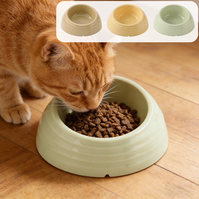 Cuenco elevado de comida para perros Plástico inclinado elevado soporte antideslizante ancho de gran diámetro cuello para alimentar mascotas Protección fácil Limpia Verde amarillo marrón