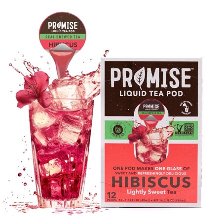 Promise Tea by Java House - Cold-Brewed Tea Concentrate Pods - Ethically Sourced Tea Leaves - Hibiscus Lightly Sweet Tea - Pack of 12