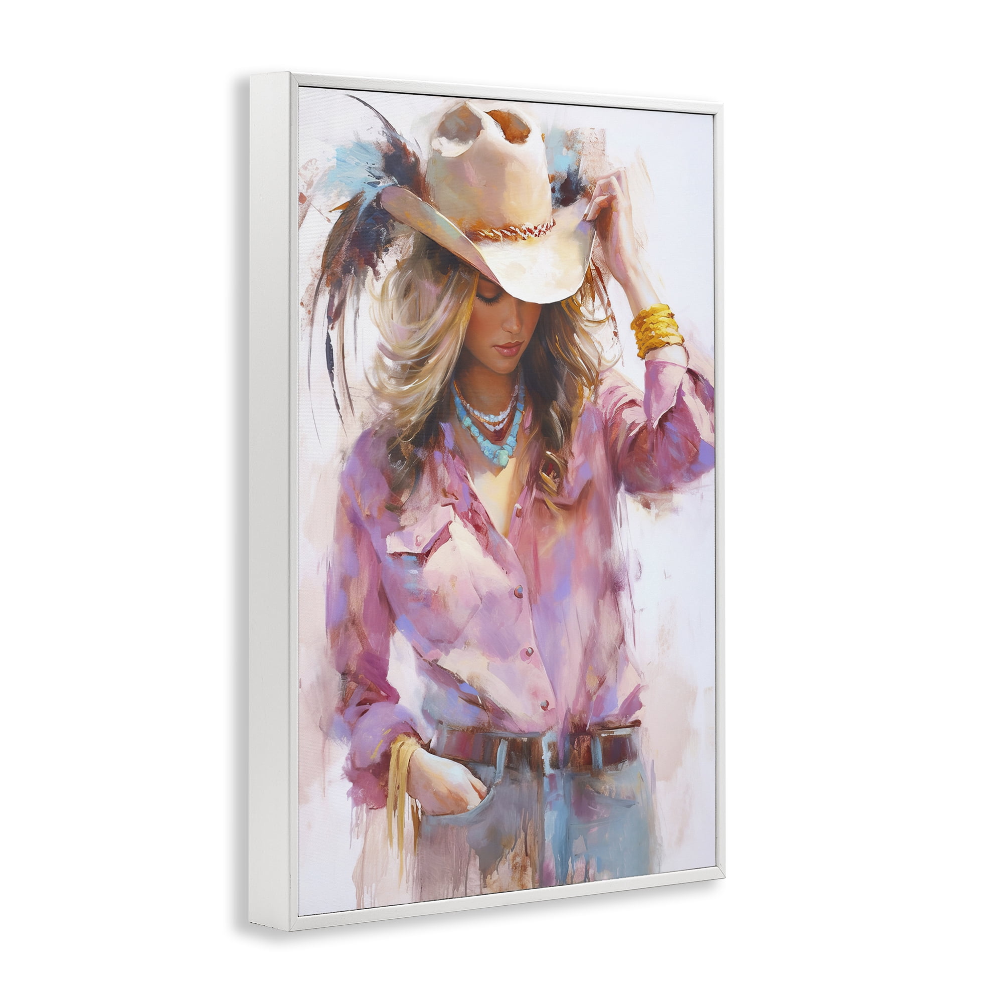 Stupell Industries Cowgirl Hat Reflections White Framed Giclee Art, design by Tina LeCour