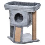 Small Light Grey Cat Tree Tower with Perch & Scratching Post - Indoor Kitty Condo, 22.4" High, Compact Cat Furniture for Living Room & Bedroom