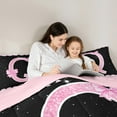 thumbnail image 4 of Manfei Initial Letter Q 7 Pieces Bedding Comforter Set,Galaxy Starry Night Full Bedding Set,Pink Sequin Print Fitted Sheet Flat Sheet For Girl,Breathable Bedroom Decoration Reversible, 4 of 8